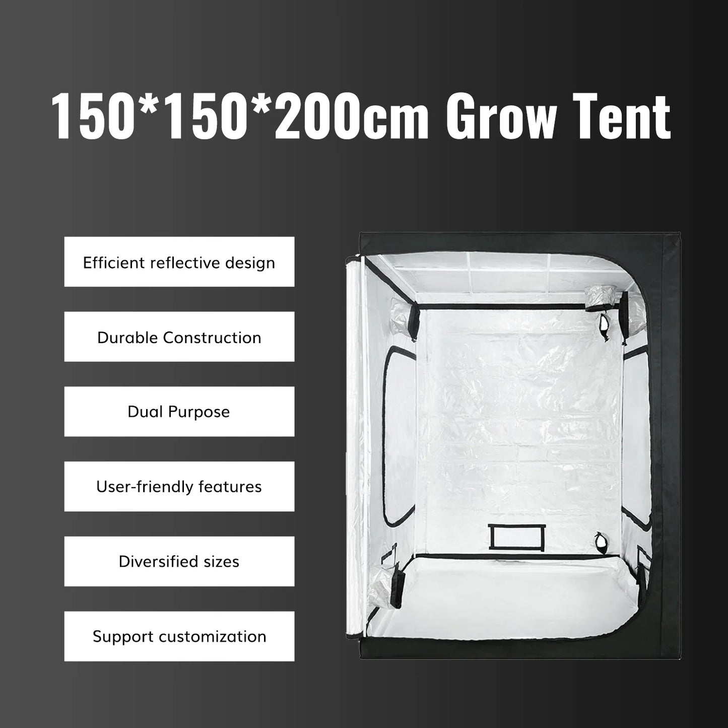 150x150x200cm Indoor Grow Tent Kit and Accessories